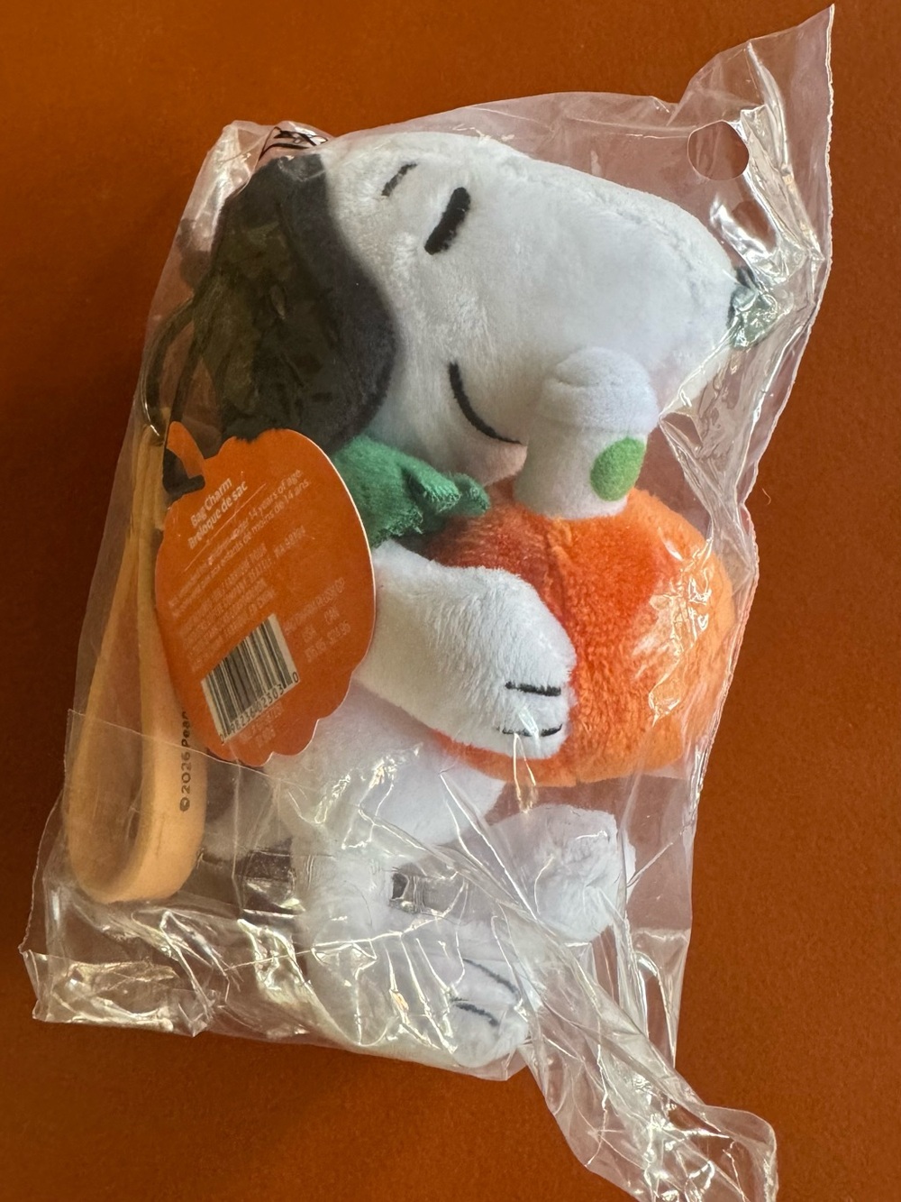Starbucks Snoopy Plush Key Holder - White, Orange & Green